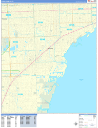 Coral Gables Wall Map Basic Style 2024